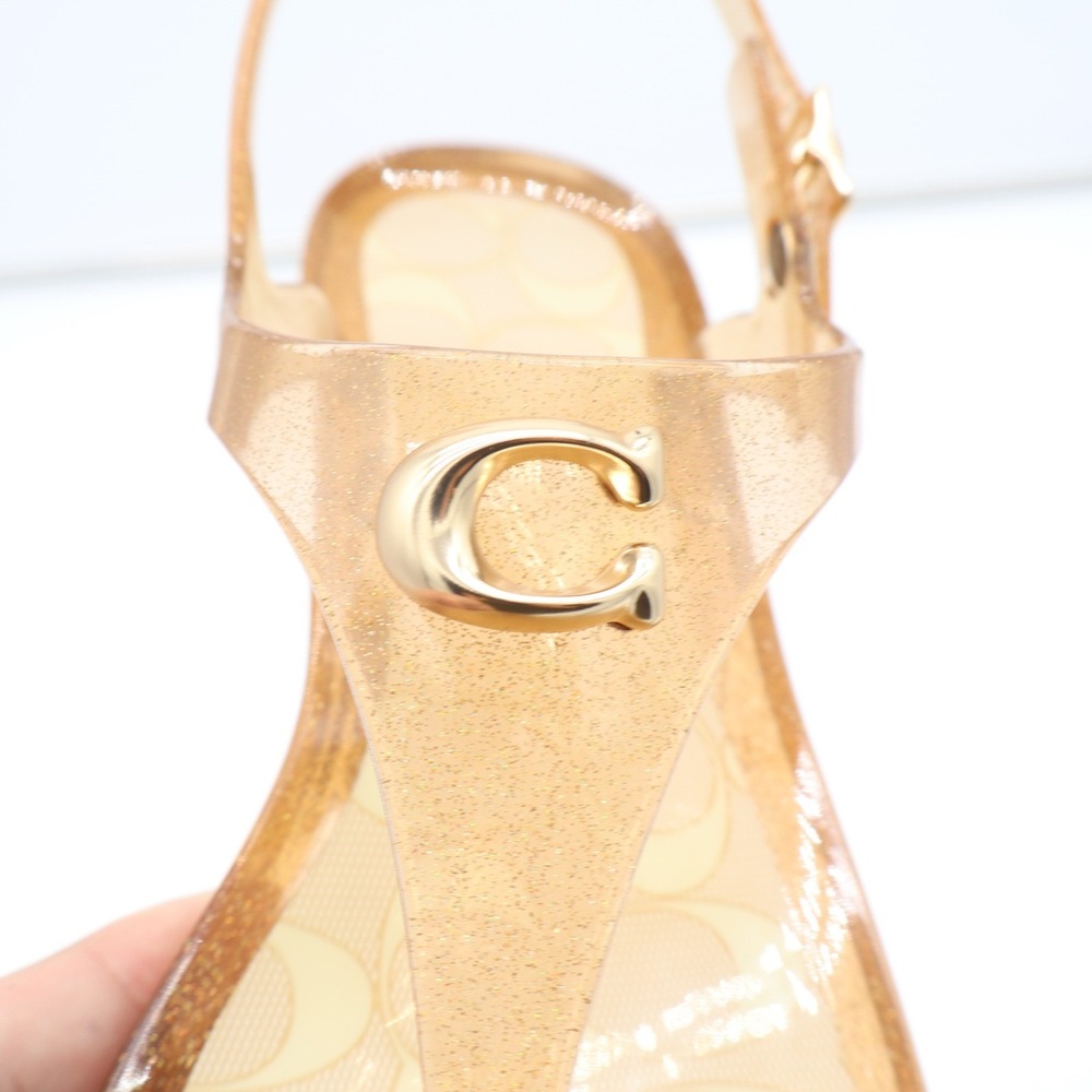 Coach Natalee Jelly Sandal Gold Glitter Monogram Womens 8 - Picture 6 of 10